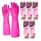 Kit 5 Luvas De Látex Rosa Antiderrapante Grossa