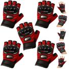 Kit 5 Luvas Meio Dedo Vermelha Ciclismo e Motocross Alta Resistência, Pegada Segura e Durabilidade