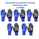 Kit 5 Luvas Proteção Nitrílica Tricotada Wave Smart Volk EPI CA 46803