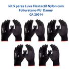 Kit 5 Luvas Segurança Flextactil Nylon Poliuretano PU Preta DA12100 Danny CA 29014 Kit 5 Luvas Segurança Flextactil Nylon Poliuretano PU Preta DA12100 Danny CA 29014