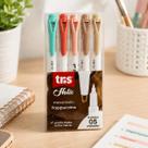 Kit 5 Marca Textos Tris Tons De Café Ponta Dupla Para Mapas Mentais E Estudos Por Blocos De Cores Com Visor Integrado -