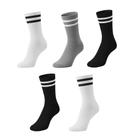 Kit 5 Meias Listradas Cano Médio Algodão Academia Cross Skate Caminhada Rua hip hop 2 Listras