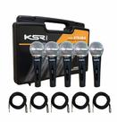 Kit 5 Microfone Profissional Sm Ktr585 Ksr Pro Cabo P10 Preto