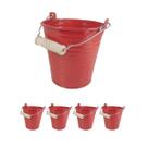 Kit 5 Mini Balde Cachepot decorativo metal festa Vermelho