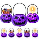Kit 5 Mini Balde Formato de Abóbora Roxa com Alça Festa Dia Bruxas Halloween