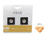 Kit 5 Mini Spots Para Moveis Quadrado Preto 1W 3000k Bivolt