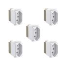 Kit 5 Mód Tomada 2P+T 10A Branco Borne Parafuso Zeffia Pial
