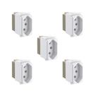 Kit 5 Mód Tomada 2P+T 20A Branco Borne Parafuso Zeffia Pial