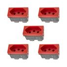 Kit 5 Módulo Tomada 20A Vermelho Borne 615079VM+ Pial Plus+