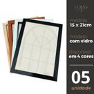 Kit 5 Moldura Quadro A6 15x21cm Com Acetato fundo gravata Poster Certificado - Branco