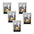 Kit 5 Molduras Porta Retrato Branco Marmorizado 10x15 A6 com Vidro Sala Quarto