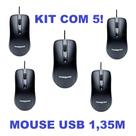 Kit 5 mouse usb preto maxprint 3 botões rolamento 1200dpi nf Kit 5 mouse usb preto maxprint 3 botões rolamento 1200dpi nf