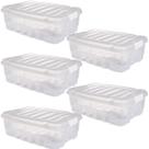 Kit 5 Organizador Transparente 13 Litros Caixa Baú c/travas