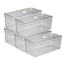Kit 5 Organizadores Elegance Retangular Com Tampa Resistente