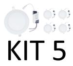 Kit 5 Painel Plafon Led 12w Embutir Redondo Branco Frio Decoração Iluminação