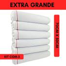 Kit 5 Pano De Chão Extra Grande Branco Saco Grosso 70x50cm