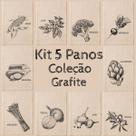 Kit 5 Panos de Prato Grande Algodão Cru Rústico Grafite