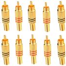 Kit 5 Pares Plug Conector Rca Dourado Macho Metalico Preto Vermelho Kit 5 Pares Plug Conector Rca Dourado Macho Metalico Preto Vermelho