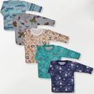 Kit 5 Pçs Camiseta Bebe Malha M/ Longa 0 A 3 Menino E Menina