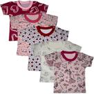 Kit 5 Pçs Camiseta Infantil Bichos Bebe Algodão Menina Menino