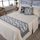 Kit 5 Pçs Peseira Cama Casal King e Almofadas Cheias Grécia Jacquard