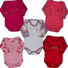 Kit 5 Peças Body Bebe Bordado Suedine 100 Algodão Menino Menina