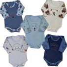 Kit 5 Peças Body Bebe Bordado Suedine 100 Algodão Menino Menina