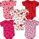 Kit 5 Peças Body Bebe M/curta Estampado 100% Algodão Menino