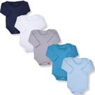 Kit 5 Peças Body Suedine 100% Algodão Liso M/ Longa Menino