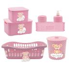 Kit 5 Peças c/ Cesto Roupas Bebê Organizador Caixa Rattan Lixeira de Quarto Infantil Kit higiene Kit 5 Peças c/ Cesto Roupas Bebê Organizador Caixa Rattan Lixeira de Quarto Infantil Kit higiene
