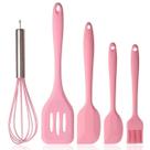 Kit 5 Peças De Utensílio De Cozinha De Silicone Rosa