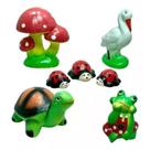 Kit 5 Peças Enfeite Bichinhos Para Jardim Em Cerâmica