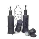 Kit 5 Peças Galheteiros E Saleiros Com Suporte Bico Dosador
