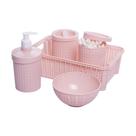 Kit 5 Peças Higiene do Bebê com Cestinha Organizadora Trama Enxoval Bebê Baby Plasútil - PLASUTIL