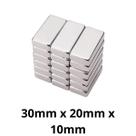 Kit 5 Peças Imã Neodímio Bloco Magnético N35 30 x 20 x 10 mm Super Forte Potente