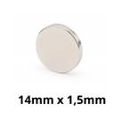 Kit 5 Peças Imã Neodímio Disco Magnético N35 14 x 1,5 mm Super Forte Potente