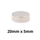 Kit 5 Peças Imã Neodímio Disco Magnético N35 20 x 5 mm Super Forte Potente