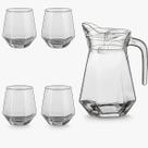 Kit 5 Peças Jarra 1000ml Bico Antiderrame Copos 260ml Sucos Coquetéis Refeições Kit 5 Peças Jarra 1000ml Bico Antiderrame Copos 260ml Sucos Coquetéis Refeições