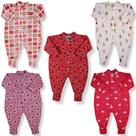 Kit 5 Peças Macacão Bebe Estampado 100% Algodão Menina Kit 5 Peças Macacão Bebe Estampado 100% Algodão Menina