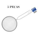 Kit 5 Peças Peneira Coador Inox com Cabo 12x24 Cm