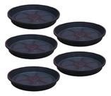Kit 5 Peças Prato 24 Cm Para Vaso Redondo Plástico Reforçado
