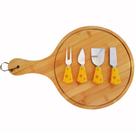Kit 5 Peças Tábua + Utensílios Para Queijos / Frios 30x45cm Bambu - Saldão