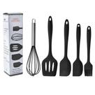Kit 5 Peças Utensilios de Cozinha Silicone Colher Espátula Fue Espátula Pequena Pincel
