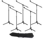 Kit 5 Pedestal Suporte Tripé Girafa p/ Microfone Vocal Dinâmico, c/Cachimbo e Bag Nylon