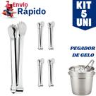 Kit 5 Pegador Pegadores Aço Inox de Gelo 18.5x2.5cm Multiuso Carnes Petisco Gelo Drinks Kit 5 Pegador Pegadores Aço Inox de Gelo 18.5x2.5cm Multiuso Carnes Petisco Gelo Drinks