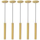 Kit 5 Pendente Luminária Tubo Dourado Fosco 30 Cm