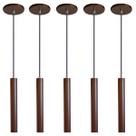 Kit 5 Pendente Luminária Tubo Marrom 30 Cm