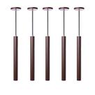 Kit 5 Pendente Luminária Tubo Marrom 30Cm Canopla 6cm