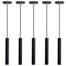 Kit 5 Pendente Luminária Tubo Preto 30 Cm