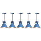 Kit 5 Pendente Lustre Luminária Berlin 15cm Azul